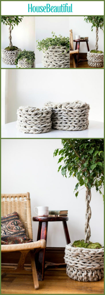 Chunky Knit DIY Baskets Plant Pots