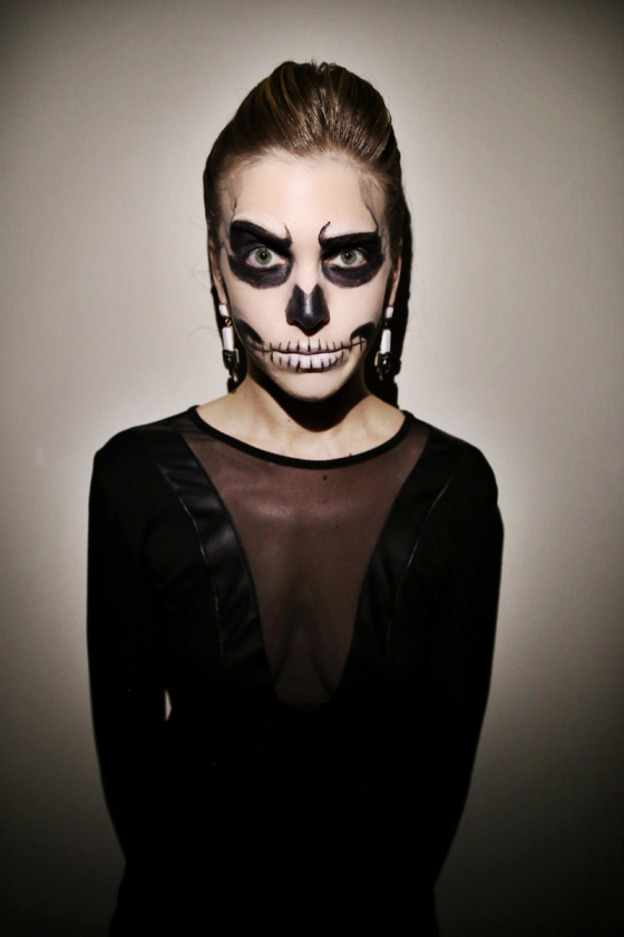 Last Minute Halloween Makeup Glam Skeleton