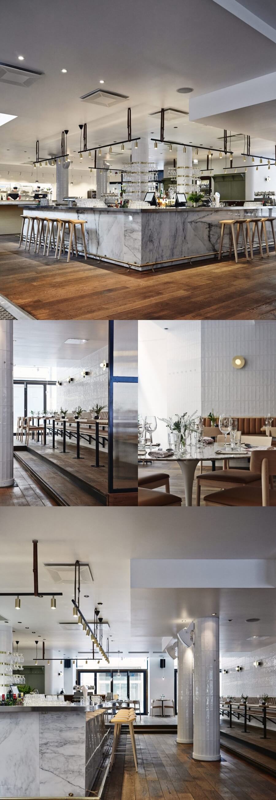 Marble Countertop Wooden Flooring Restaurant Michel