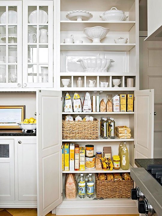 Organized Kitchen Cabinets and baskets