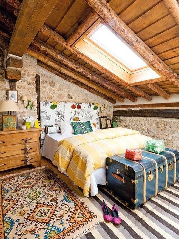 barn attic Bohemian bedroom