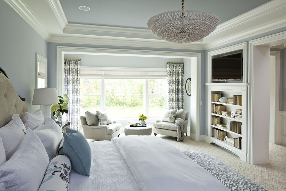 Design ideas expansive traditional master bedroom with gray walls and carpet