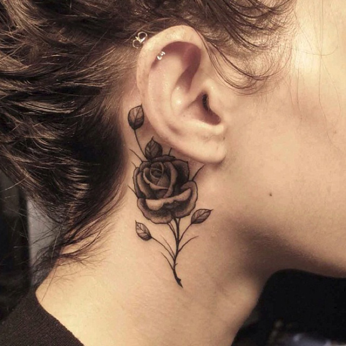 Flower Neck Tattoos For Women