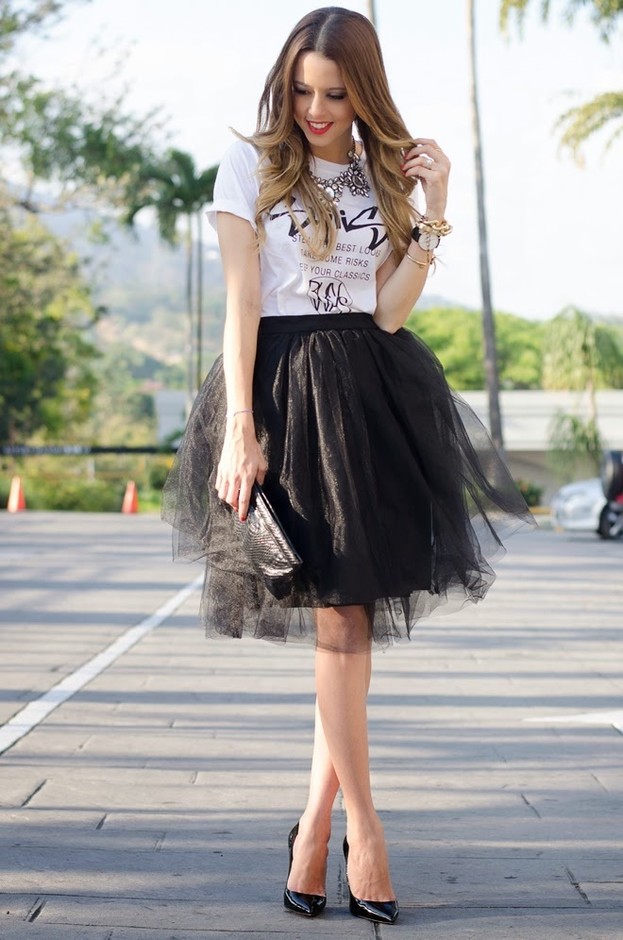 Mono Outfit with Black Tulle Skirt Wear Mono This Spring
