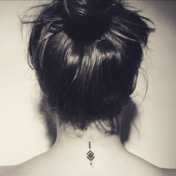 Simple Small Back Neck Tattoo Design For Girls