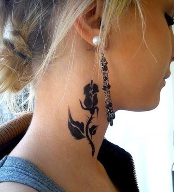 black rose tattoos for girls on neck
