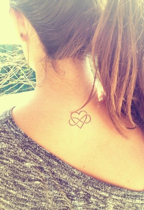 infinity heart neck tattoo for girl