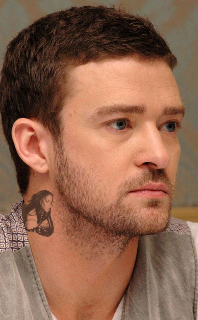 Justin Timberlake neck tattoos