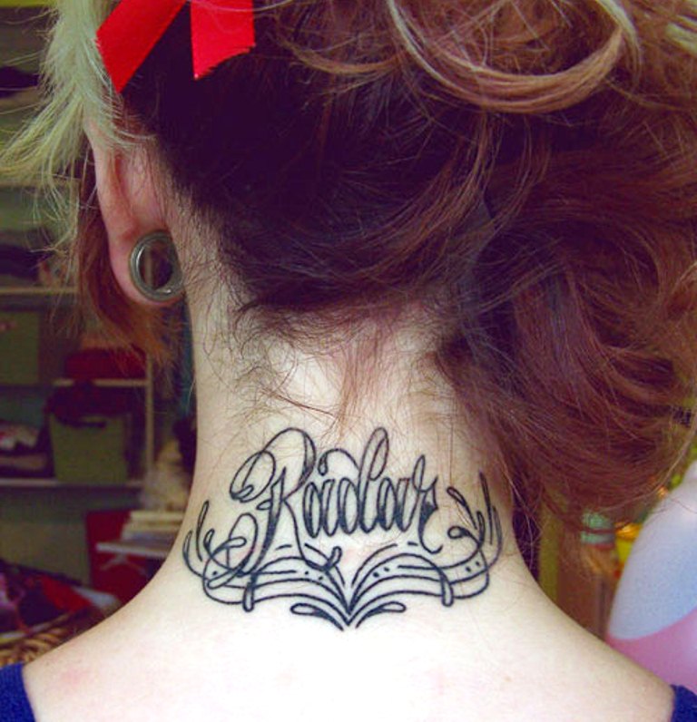 radar neck tattoo for girls