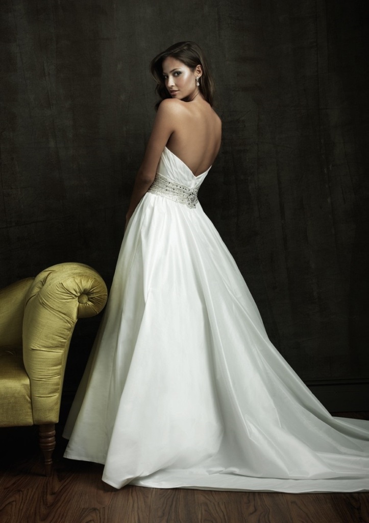 white line sequined corset back sleeveless weddings gowns informal pinstripe empire waist