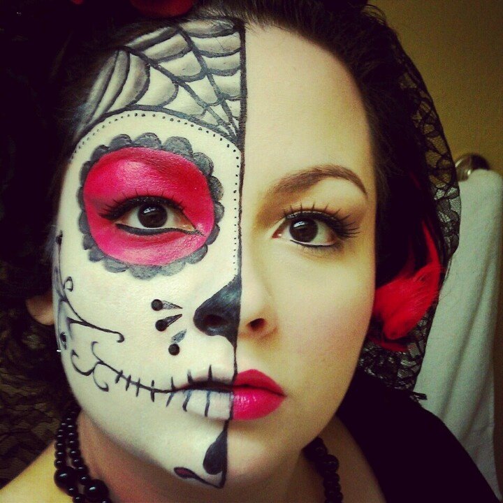 Beautiful & Colorful Sugar Skull Halloween Makeup