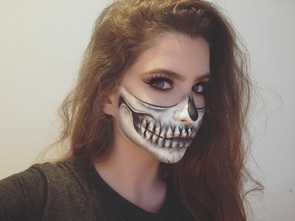 Halloween Half Skull Makeup Tutorial