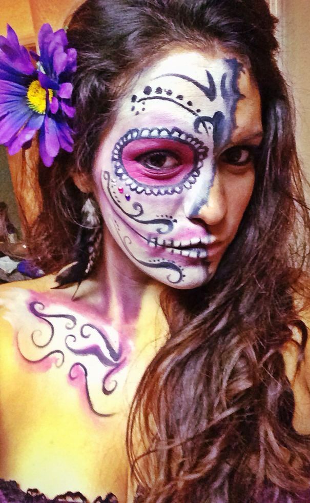 day of the dead half face painting