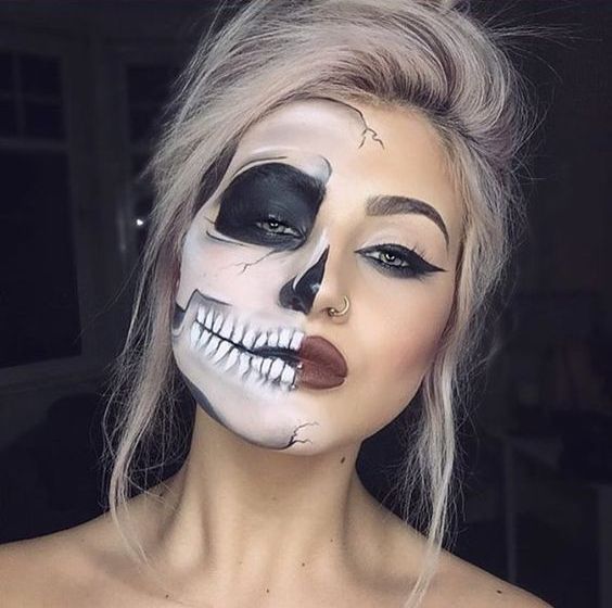 skeleton half face makeup