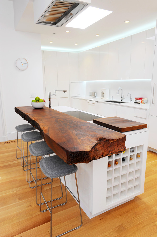 Natural Wood Slab Kitchen Bar Counter