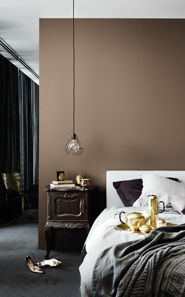 Chocolate Bedroom Wall With Dark Chocolate Paint Small Table