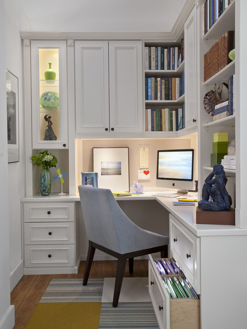 Minimalist White Small Home Office Design