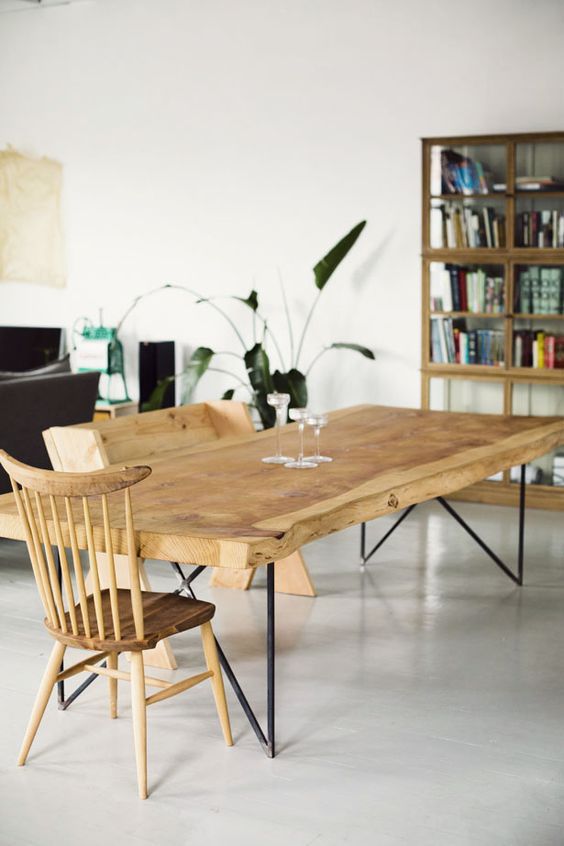 Recycled wood dining table and dining chair