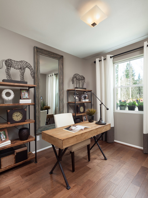 gray-brown wall wood floor home office