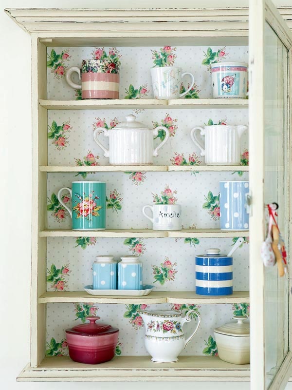 cupboard with wallpaper
