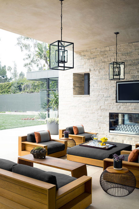 Patio Fireplace with james perse furniture