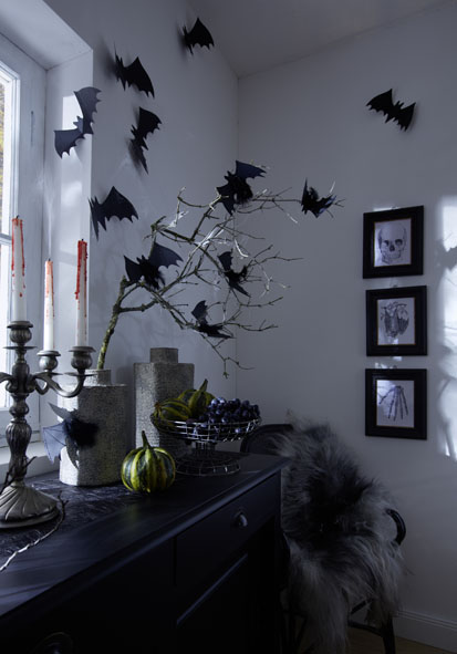 halloween decorations party black paper bats branches walls