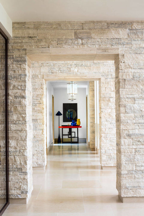 hallways looking magnificent with dry-stack mosaic travertine