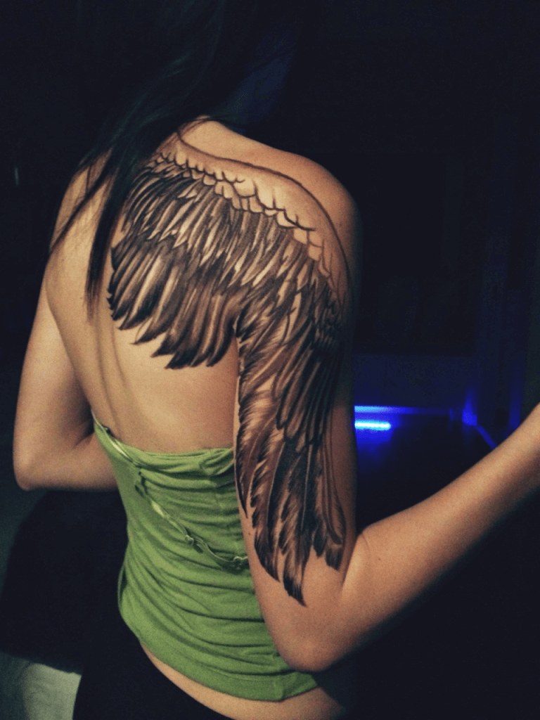 Angel Wing Tattoos on Back and Arms