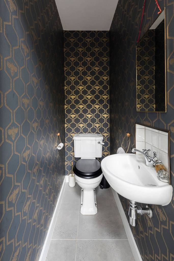 Cloakroom Toilet with High Quality Wallpaper