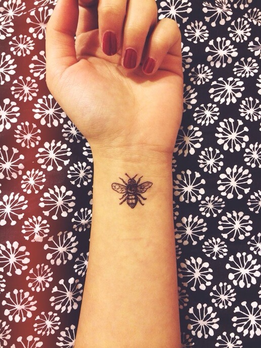 Cool Bee Tattoo on Wrist