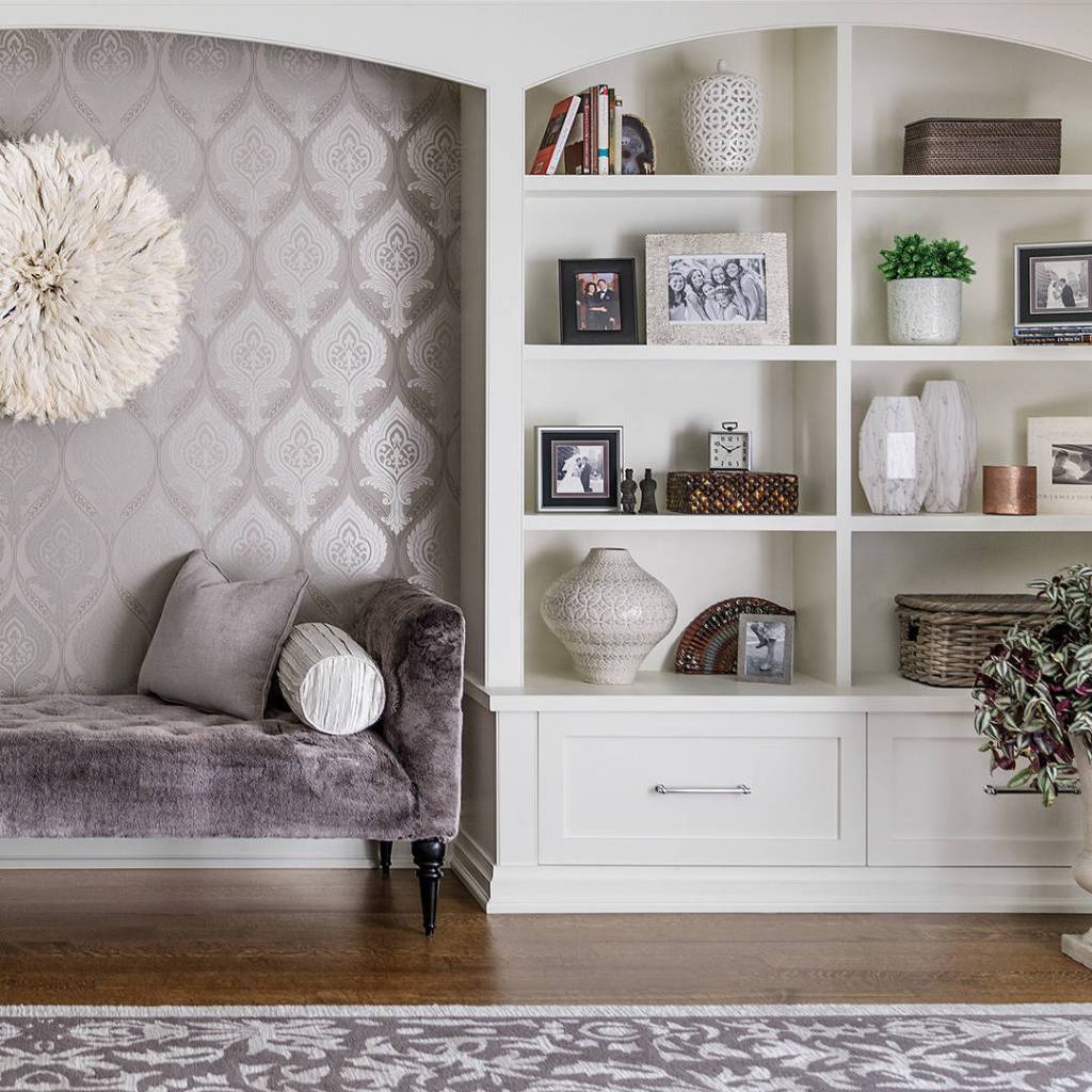 Decorative Shelf and Sofa