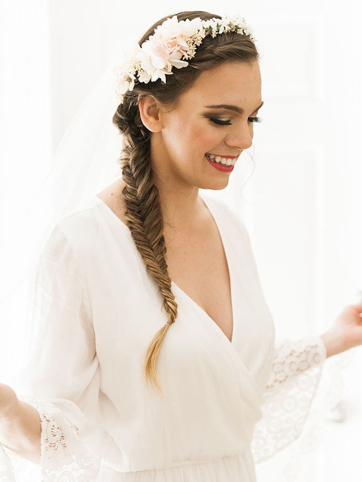 Fishtail Side Braid With Flower Crown