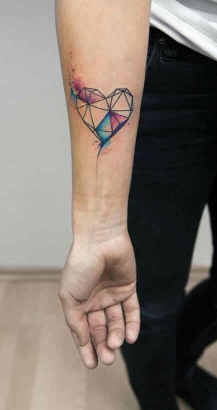 Geometric Heart Tattoo on Hand