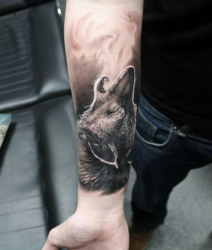 Howling Wolf Tattoo Forearm