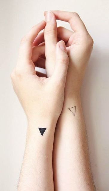 Minimalist Triangle Couple Tattoo
