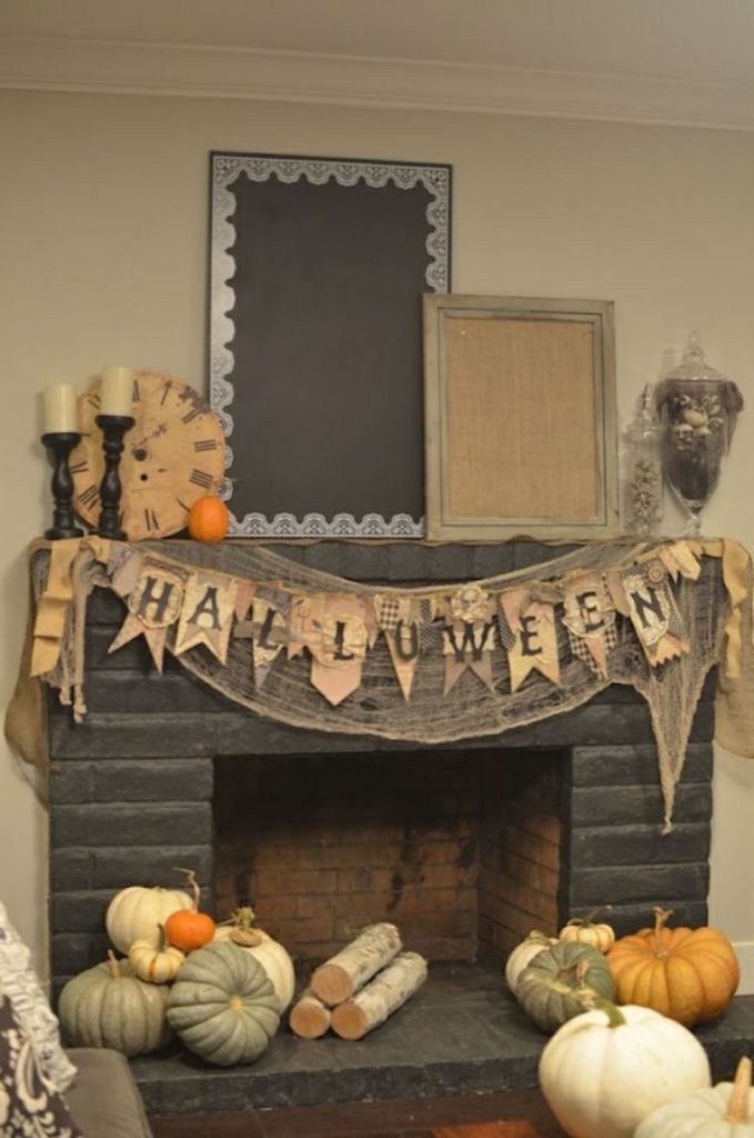 Rustic Fireplace halloween home decor