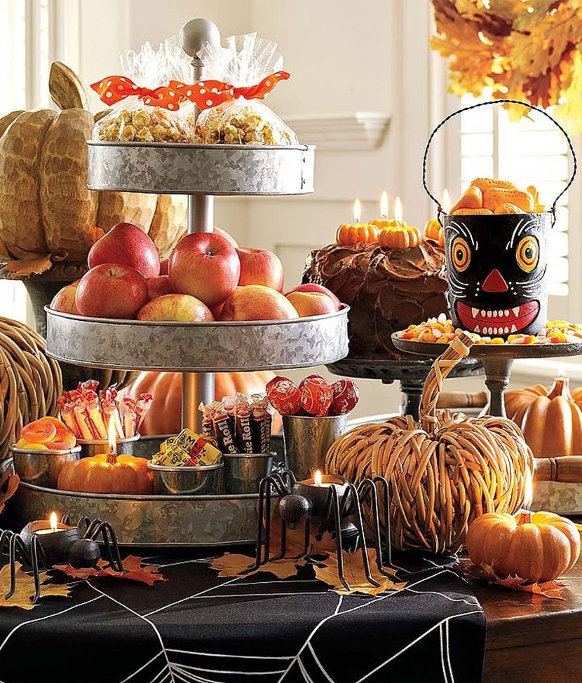 Rustic Halloween dessert table decor