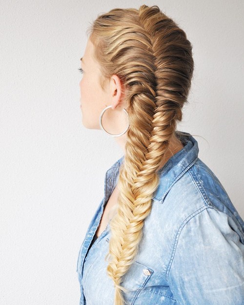 Side French Fishtail For Long Hair