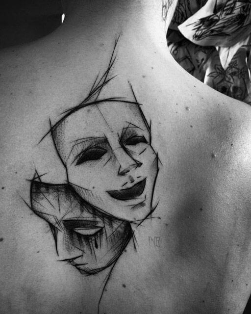 Theatre Mask Tattoo