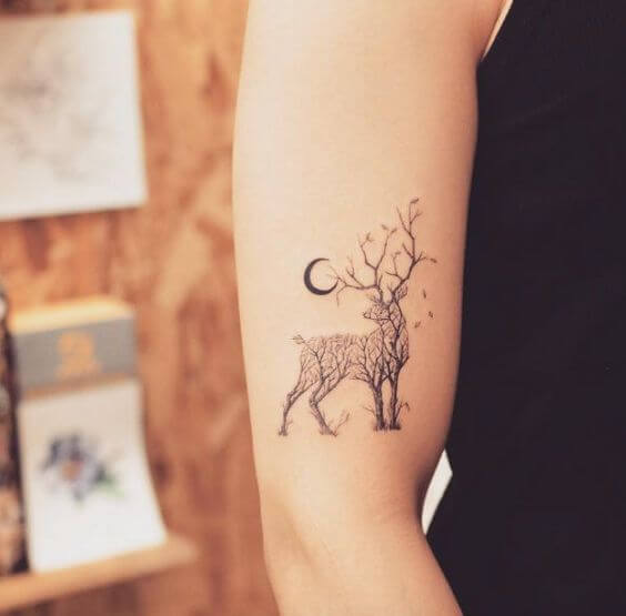Tree-Themed Deer Tattoo