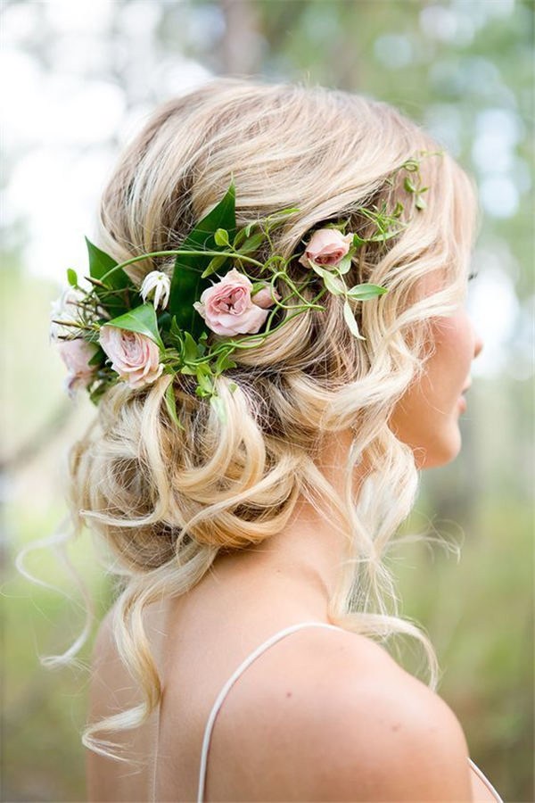 Updo With Fresh Garden Roses