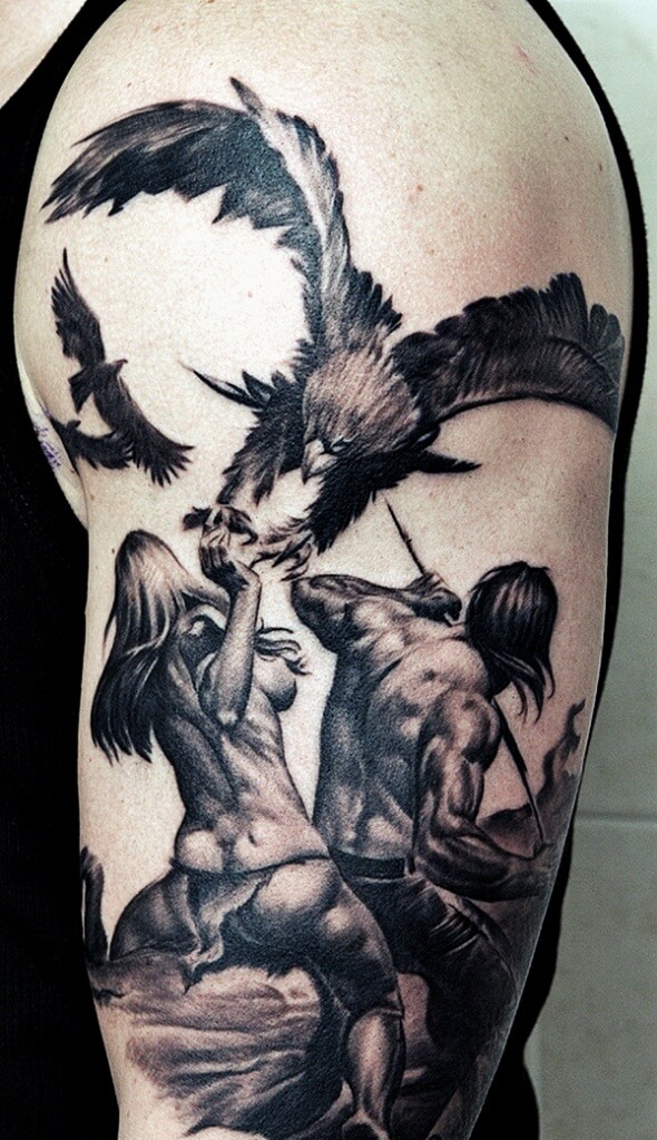 Warrior Eagle Fight Tattoo