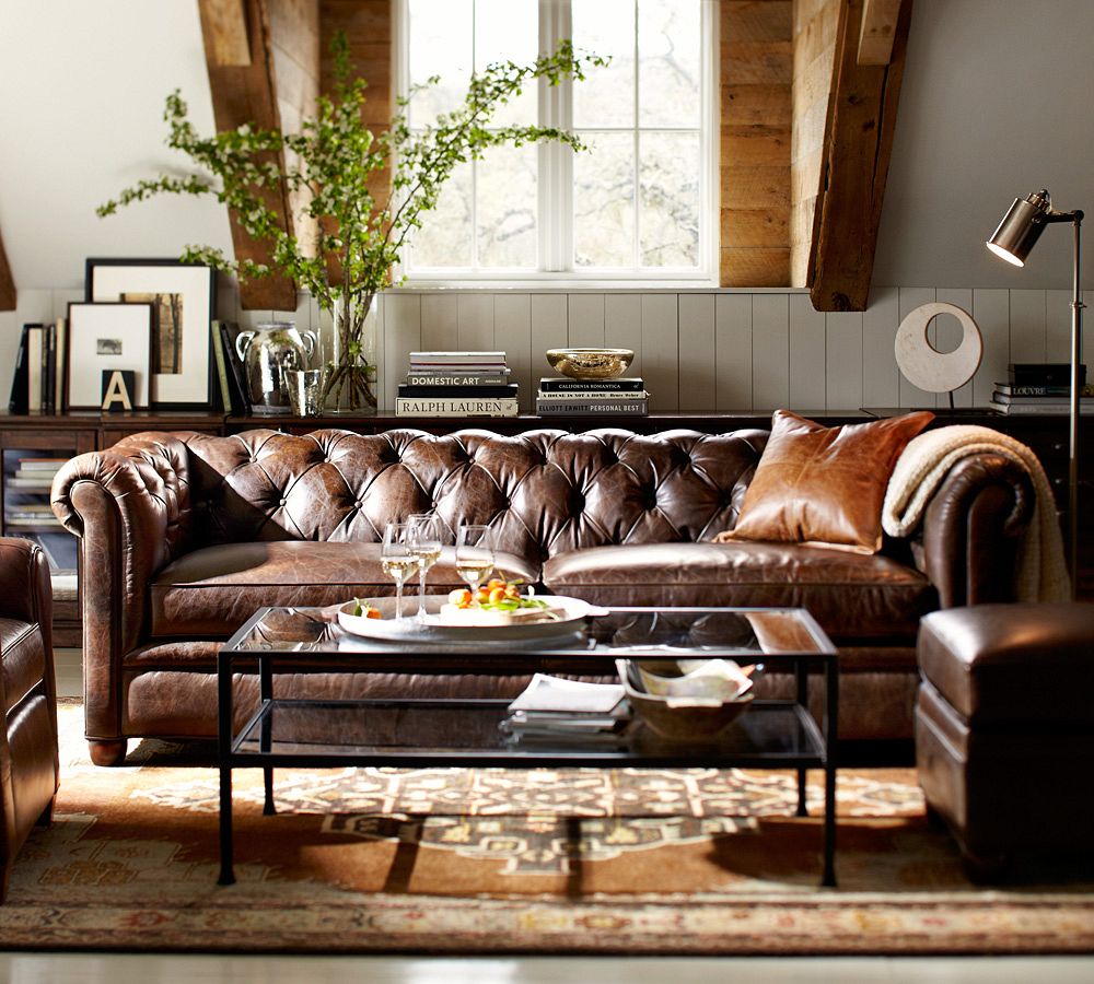 living room leather sofa Capitone Pattern Design