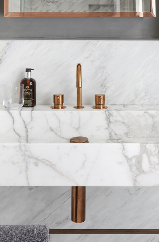 Bathroom Marble Basin Copper Fixtures