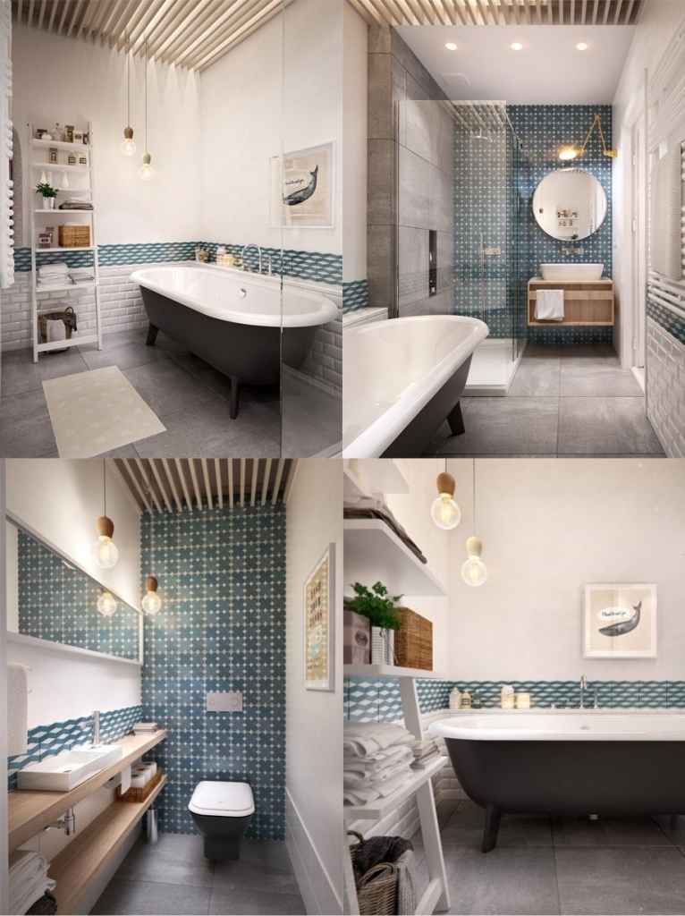 Beautiful Bathroom With Patterned Wall