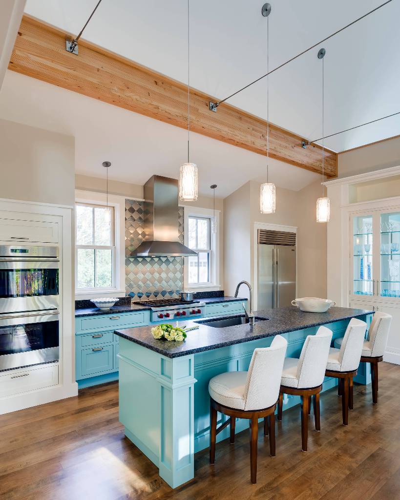 Contemporary Turquoise Kitchen Cabinets