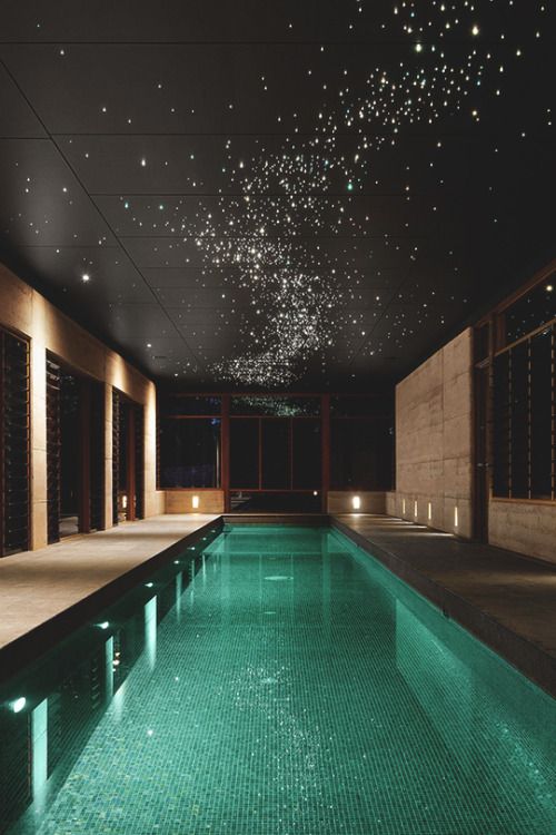 Extra Long and Narrow Pool with Star Lights Above