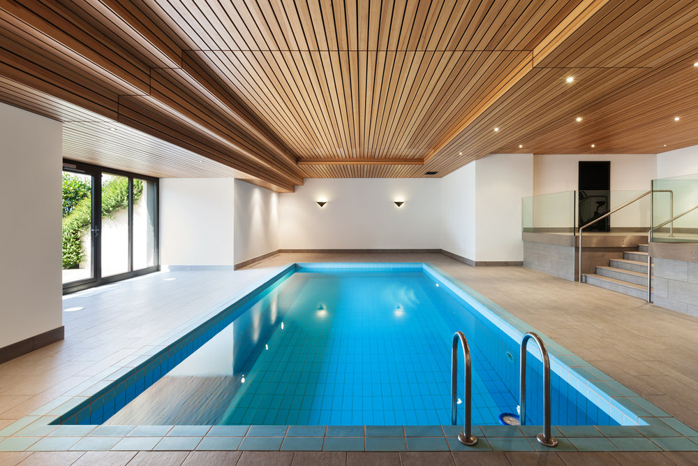 Indoor Swimming Pool Wood Ceilings