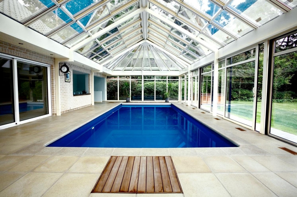 Swimming Pool With Glass Door And Ceiling