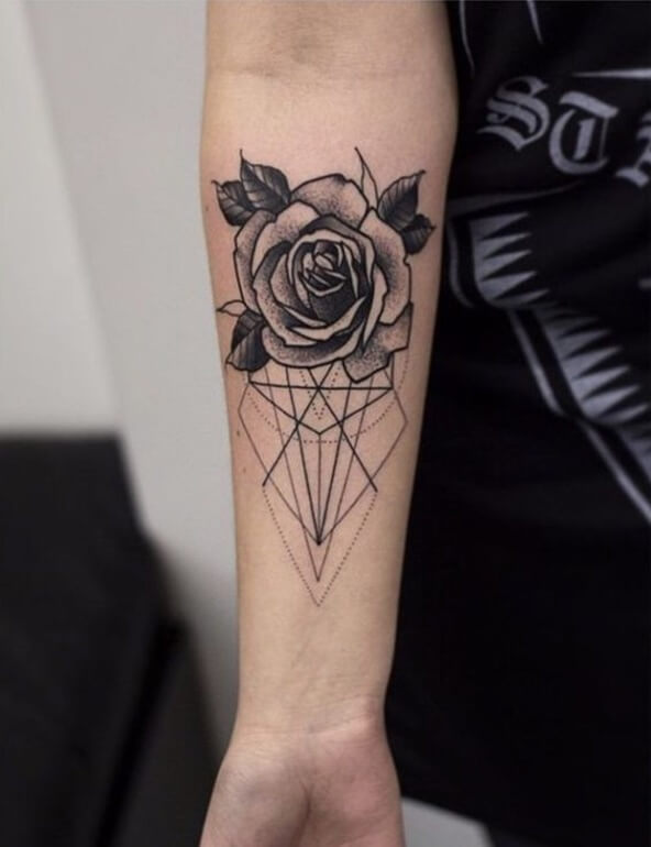 Abstract Black Rose Tattoo Design